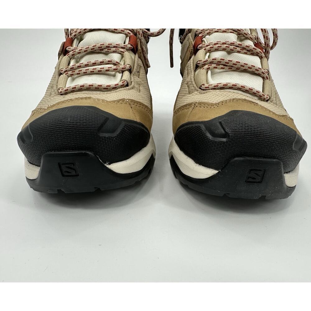 SALOMON Women Size 7.5 Khaki Suede Contagrip Gore-Tex Ortholite Hiking Boots - Picture 2 of 10